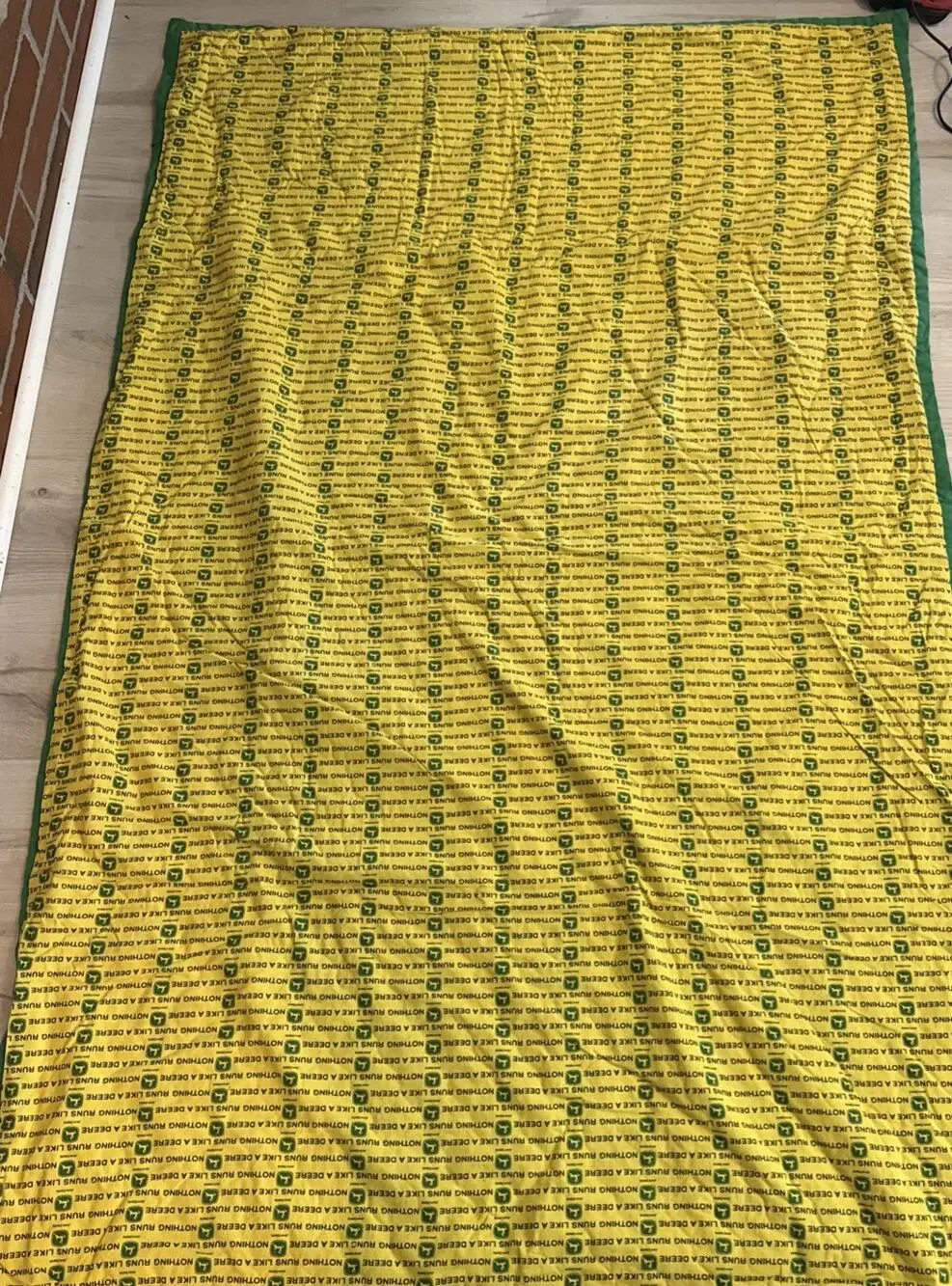 Handmade Crib Quilt, John Deere Prints, 64 By 41” Inches